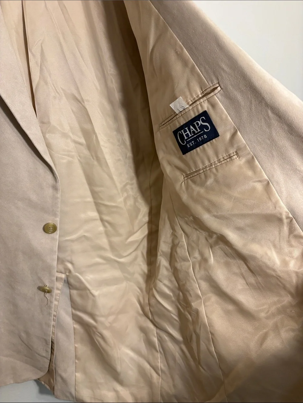 Chaps Light Beige Suede Blazer Jacket